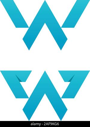 Cutout letter W logo templates on white background. Abstract logo designs. Stock Vector