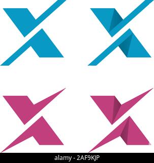 Letters X with check marks on white background. Abstract business logo design. Stock Vector
