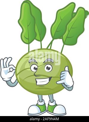 Call me cool kohlrab cartoon character design Stock Vector