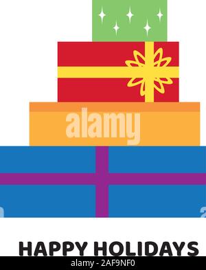 vector illustration of Christmas boxes. Colorful Christmas background. Stock Vector