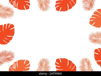 vector illustration of palm leaves frame. abstract nature background. Stock Vector