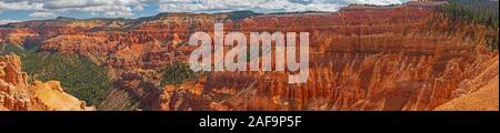 Panorama of a Western Canyon  From the Ramparts Overlook in Cedar Breaks National Monument in Utah Stock Photo