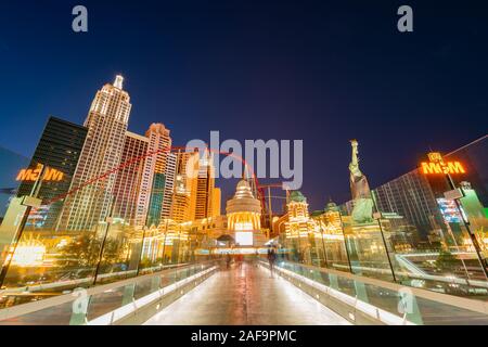 Las Vegas, AUG 15: Night view of New York New York Hotel & Casino on AUG 15, 2018 at Las Vegas, Henderson Stock Photo