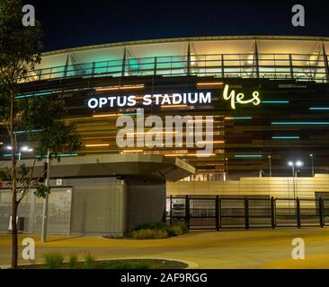 Optus Stadium on the banks of the Swan River Perth Western Australia. Stock Photo