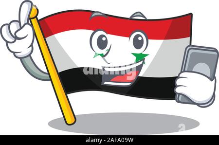 cartoon character of flag syria Scroll speaking with phone Stock Vector