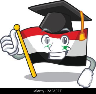 happy flag syria Scroll wearing a black Graduation hat Stock Vector