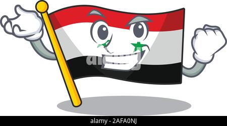 Happy confident Successful flag syria Scroll cartoon character style Stock Vector