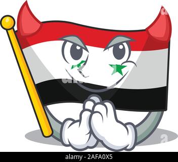 Devil Cartoon character of flag syria Scroll design Stock Vector