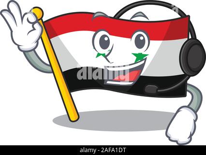 Listening music flag syria Scroll mascot cartoon character design Stock ...