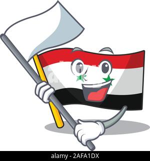 cute flag syria Scroll cartoon character style with standing flag Stock Vector