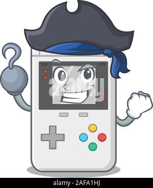 one hand Pirate handheld game Scroll cartoon style with hat Stock Vector