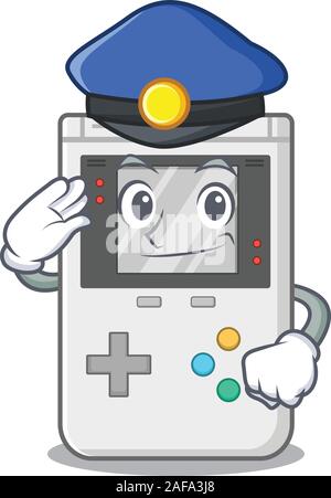 Handheld game Scroll Cartoon mascot style as a Police officer Stock Vector