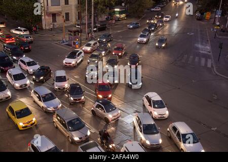 Traffic congestion in the centre of Rome, Italy causing both air and noise pollution Stock Photo