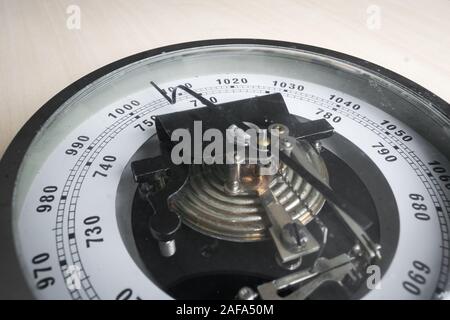 Traditional aneroid barometer for measuring air pressure Stock Photo