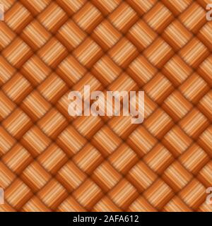 Brown osier woven basket texture vectorial pattern. Stock Vector