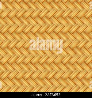 Yellow wicker woven basket texture vector pattern. Stock Vector