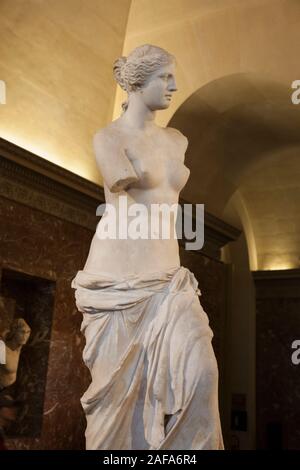 Portrait of the famous Greek statue the Venus De Milo, in the Louvre, Paris Stock Photo