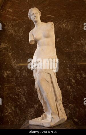 Portrait of the famous Greek statue the Venus De Milo, in the Louvre, Paris Stock Photo