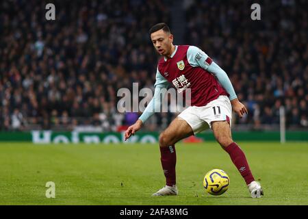 Dwight McNeil of Burnley - Tottenham Hotspur v Burnley, Premier League, Tottenham Hotspur Stadium, London, UK - 7th December 2019  Editorial Use Only - DataCo restrictions apply Stock Photo