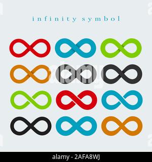 Symbol of Infinity. Set of Different Color Symbols on a Light Background. Stock Vector