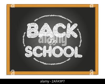 Back to school white chalk lettering on black chalkboard Stock Vector