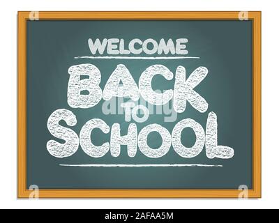 Back to school white chalk lettering on green chalkboard Stock Vector