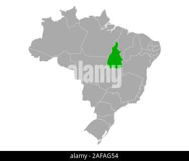 Map of Tocantins in Brazil Stock Photo