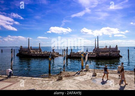 MIAMI, FLORIDA, USA, NOVEMBER 27, 2019 : exteriors and gardens of villa Vizcaya, in Miami, Florida, united states, november 27, 2019 Stock Photo