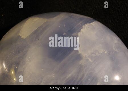 Blue Calcite Crystal. CaCO3, Backlit. Macro Geology Photo. UK. Stock Photo