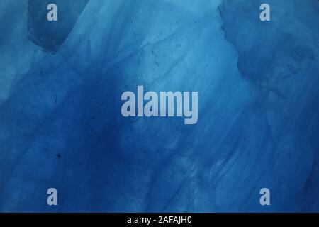 Blue Calcite Crystal. CaCO3, Backlit. Macro Geology Photo. UK. Stock Photo