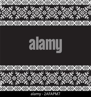 Christmas Fair Isle Floral Seamless Border - This is a fair isle floral border suitable for backgrounds, printing materials, etc. Stock Vector