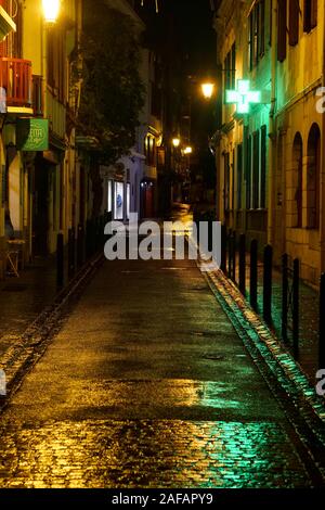 Night view in the streets of Saint-Jean de Luz, Pyrénées-Atlantiques, France