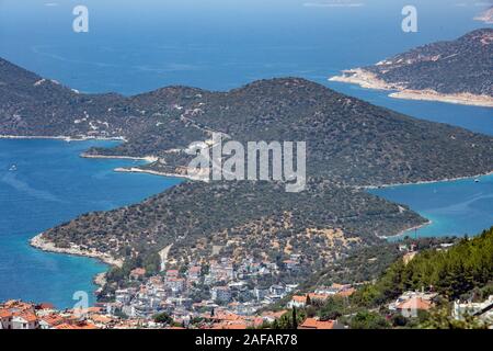 A view of the town of Kas in Turkey from above Stock Photo