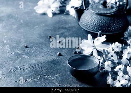 Tea with spring flowers Stock Photo