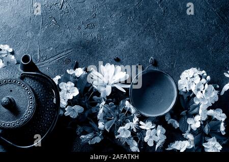 Tea with spring flowers Stock Photo