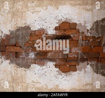 Closeup old grungy brick wall concrete texture background Stock Photo