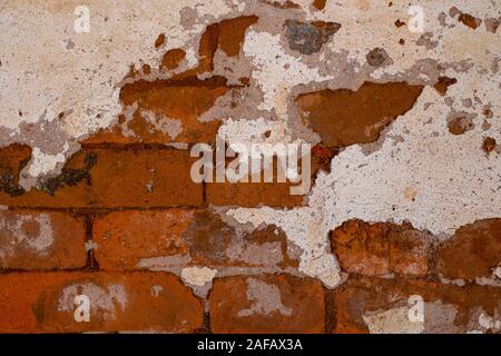 Closeup old grungy brick wall concrete texture background Stock Photo