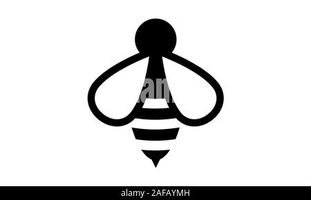 Vector bee icon isolated on white background. Flat bumblebee logo cartoon. Honey bee simple illustration Stock Vector