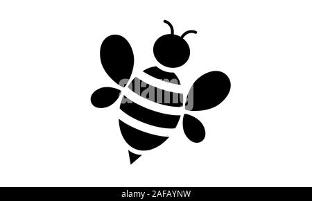 Vector bee icon isolated on white background. Flat bumblebee logo cartoon. Honey bee simple illustration new. Stock Vector