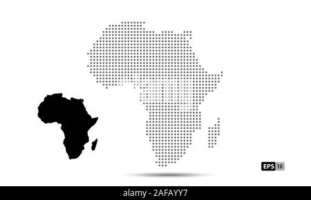 Africa map vector dotted isolated silhouette grey, and simply black africa map silhouette Stock Vector