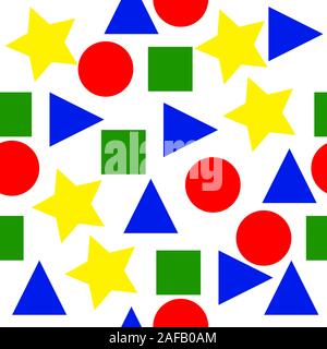 Simple geometric shapes of different colors. Vector seamless illustration. Stock Vector