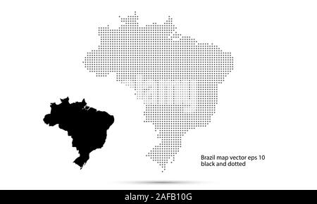 Brazil map vector dotted, isolated background. Flat Earth, gray map template for web site pattern, annual report or inphographics. Stock Vector