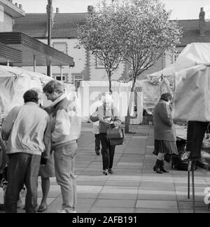 1987, market day at the mining town of Featherstone, in West Yorkshire, northern England, UK Stock Photo