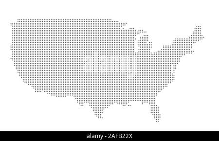 United State map vector dotted, isolated background. Flat grey template for web site pattern, annual report, infographic. USA map concept. US map
