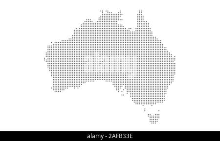 Australia map vector dotted, isolated background. Flat grey template for web site pattern, annual report, infographic. Australia map concept  abstract Stock Vector