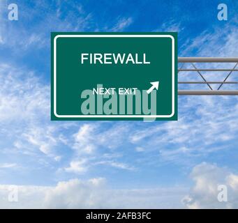 Direction road sign to firewall Stock Photo