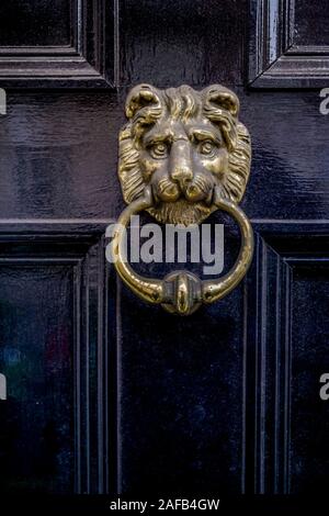 Lion head, door knocker, London, England, UK Stock Photo