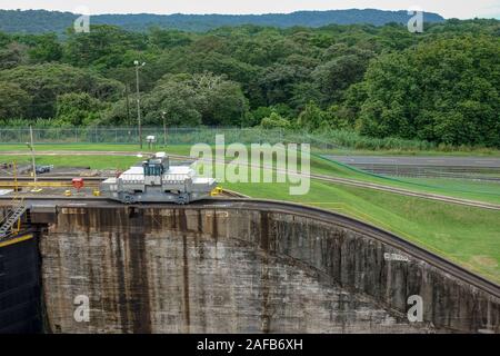 Panama - 11/6/19: A view of a the train locomotive called a mule (originally they used the animals of the same name) to guide ships through the Panama Stock Photo