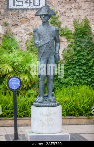 Gibraltar, UK - July 27th 2019: Life-size, bronze statue of Lord Nelson by sculptor John Doubleday. South Bastion, Gibraltar, UK Stock Photo