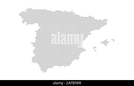 Spain map vector dotted, isolated background. Flat gray map template for web site pattern, annual report, infographic. Travel europe in espana. Stock Vector